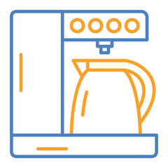Coffee Maker Blue And Orange Line Icon