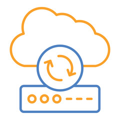Cloud Sync Blue And Orange Line Icon