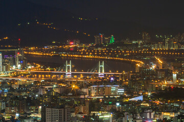 Fototapeta premium Night aerial view of the Xinyi District cityscape