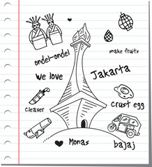 vector doodle of Jakarta 