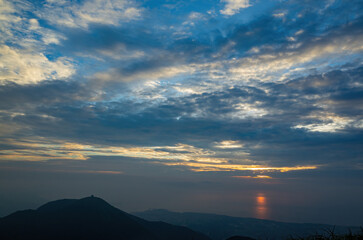 Beautiful sunset landscape from Yangmingshan National Park