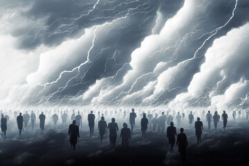 people during a storm
