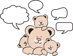 Cute Teddy bear, doodle illustration 