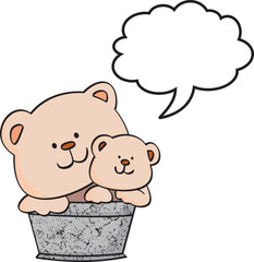 Cute Teddy bear, doodle illustration 