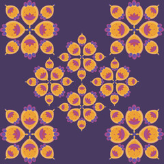 Seamless pattern. indian pattern. depicting dip bowls. pattern on purple background. vector