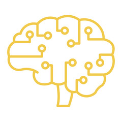 AI Brain Multicolor Line Icon
