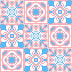 TalaVera de Puebla pastel colored ceramic tile, traditional spanish portuguese pattern for wall and ceramic tile design