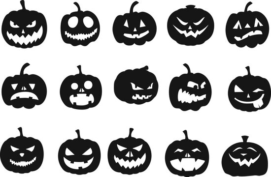 Black Halloween pumpkin set, Scary Pumpkin Face SVG Bundle, Pumpkin Face Clipart, Pumpkin Face DXF, Pumpkin Face Vector, Pumpkin Face png, Halloween face svg, Scary Faces