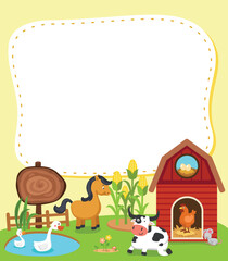 Empty banner template with farm animals illustration