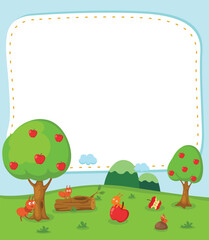 Empty banner template with landscape background illustration