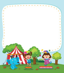 Empty banner template with circus show illustration