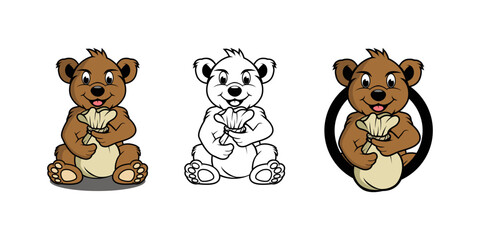 Bear Cartoon Character design illustration vector eps format , suitable for your design needs, logo, illustration, animation, etc.