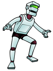 Fifties style mechanical man ready for action