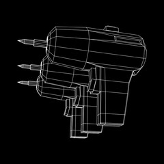 Drill electric device wireframe low poly mesh