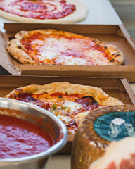 Traditional Italian pizza products Neapolitan style pizza baked in wooden oven
