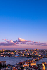 Obraz premium Istanbul city of sunset citycape is beautiful scenery of summer with lifestyle travel, tourism and vacation in Istanbul town buildings .Turkey.