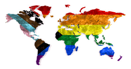 Progress LGBTQ Rainbow world map