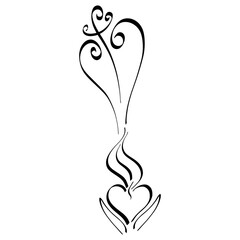 burning candle in the shape of a heart in hands, like a prayer offered up to a saving loving God, black pattern