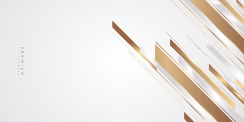 Luxury White and Gold Background with Golden Lines and Paper Cut Style. Premium Gray and Gold Background for Award, Nomination, Ceremony, Formal Invitation or Certificate Design
