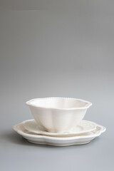 A Modern Classic Tableware set , White Ceramic Bowl and Plate