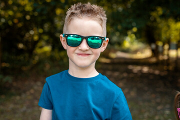 Happy boy wearing sunglasses