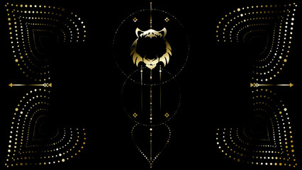 geometric tattoo golden luxury tiger lines background card illustration in vector format