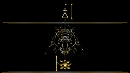 geometric tattoo golden luxury tiger lines background card illustration in vector format