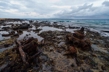 Million Dollar Point, abandonned American military equipment on the beach, Luganville, Espiritu...