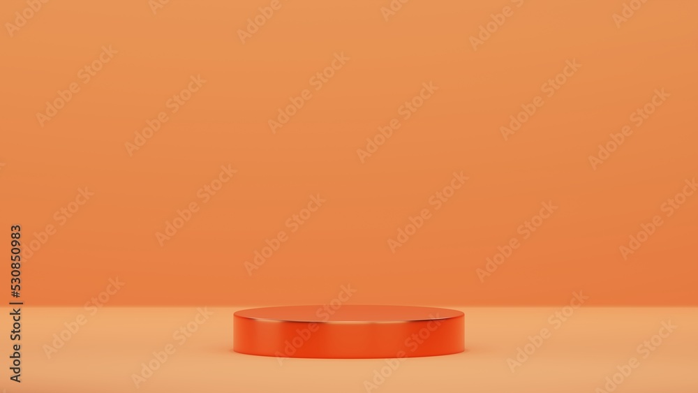 Poster abstract geometric shape podium for product display on orange background orange product background s