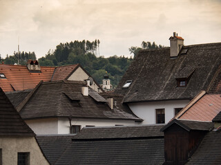 Fototapeta na wymiar roofs of houses in the village