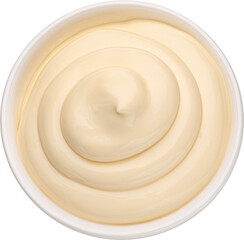 Mayonnaise sauce isolated, top view
