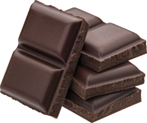 Dark chocolate pieces stack isolated 