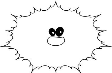 Cartoon character in the shape of a sea urchin with. have a cute face character