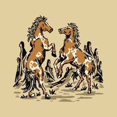 Wild horses illustration