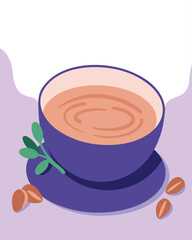 Coffee Cup. Coffee Beans. Morning Brew. Minimalist. Modern. Flat Vector EPS.