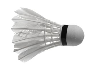 Badminton ball in fly isolated on white