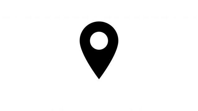 黒いマップの位置ピンが跳ねるループアニメーション（白背景）