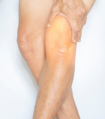 Leg and knee joints of the elderly with muscle and bone degeneration