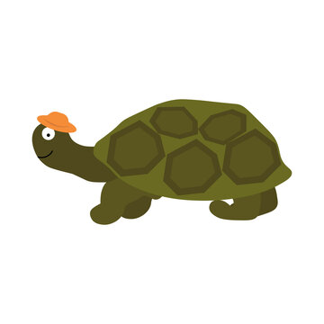 Cheerful turtle. For use in the design of covers and brochures, flyers, icons, cards and posters.