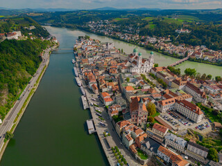 Naklejka premium Universitätsstadt Passau von oben