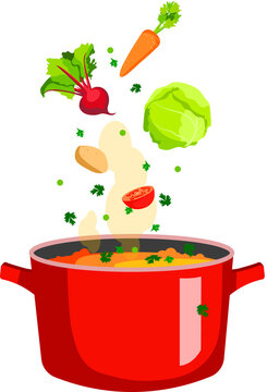 Pan of vegetable soup illustration
