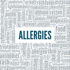 Fototapeta premium Allergies word cloud conceptual design isolated on white background.