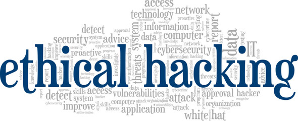 Ethical Hacking word cloud conceptual design isolated on white background. © Colored Lights