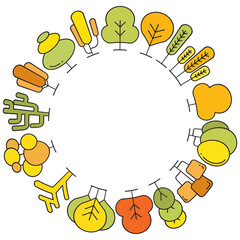 colorful autumn tree blank circle shape for text, ecology concept
