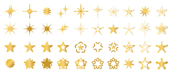 Golden Star icon set. Modern simple stars collection. Vector illustration