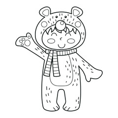 Boy dressed as a polar bear, Christmas clipart