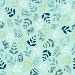 Modern artistic seamless floral ditsy pattern design of exotic spring color leaves. Elegant foliage repeat texture background for printing and textile