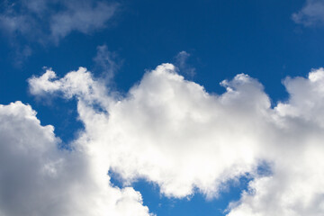 Naklejka na ściany i meble Sky background with a big white cloud. Cloudy sky background