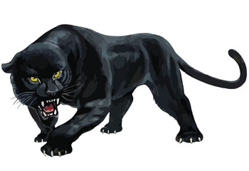 Leopard jaguar black panther wildlife background poster - obrazy, fototapety, plakaty