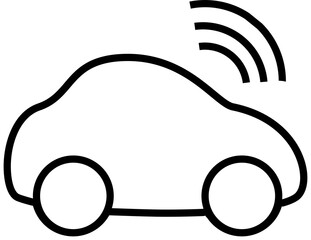 Isolated icon of a wireless connected autonomous car. Concept of wifi, autonomous driving, mobility and electricity.